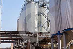 Brewery silos or tanks typically use for storing barley or fermented beer