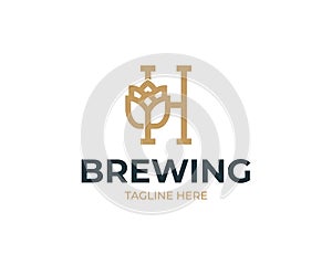 Brewhouse logo with letter H and beer hops