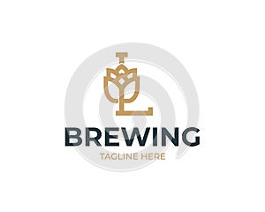 Brewhouse logo with letter L and beer hops