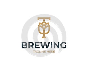 Brewhouse logo with letter T and beer hops