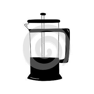 Brewing coffee method vector illustration. Manual coffee making style drawing.