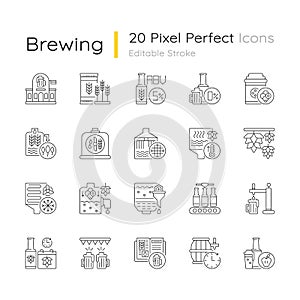 Brewing pixel perfect linear icons set