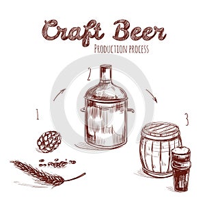 Brewing Process Hand Drawn Concept