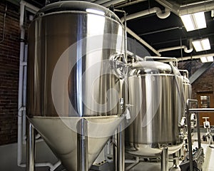 Brewing Tanks at a Craft Brewery