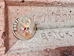 Brexit coin with map