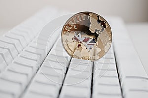 Brexit coin with map