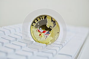 Brexit coin with map