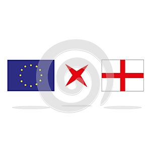 Brexit concept.Half England flag with European Union flag.Vector illustration.