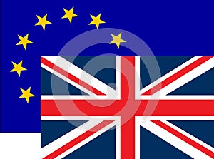 Brexit concept illustration - UK economy after Brexit deal symbolized with EU flag and England flag