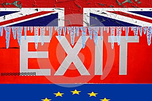 Brexit concept sign with the word exit and the UK and EU flags photo
