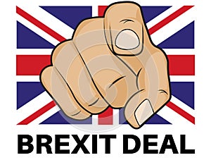 Brexit EU Deal Done with thumbs up - Vector Illustration on a white background