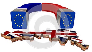 Brexit europe attrack great britain manget flags concequenses interests - 3d rendering