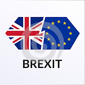 Brexit icon with UK flag and EU flag. British and Europe crisis symbol. Vector illustration