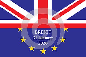 Brexit poster about UK leaving EU 31 january 2020. Vector illustration design with Great Britain and Europe flags
