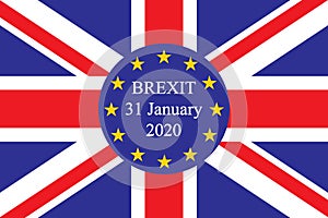 Brexit poster about UK leaving EU 31 january 2020. Vector illustration design with Great Britain and Europe flags.