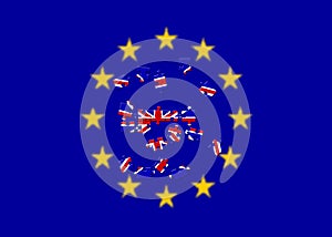 Brexit referendum UK United Kingdom or Great Britain England withdrawal from EU European Union , British vote leave. The flag of