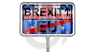 Brexit - Road Sign United Kingdom, European Union - On White