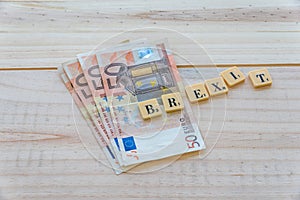 Brexit text with euro money