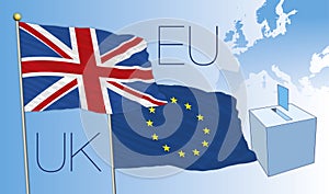 Brexit vote, uk and european flags