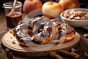 brezel with chocolate and hazelnut spread for a sweet treat