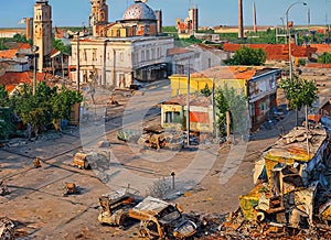 Brianka, Luhansk, Ukraine. Fictional Gritty Places Art.