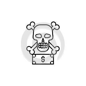 Bribe, corruption, skull icon. Element of corruption icon. Thin line icon for website design and development, app development.