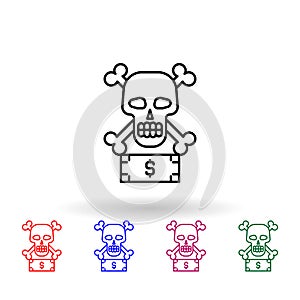 Bribe, corruption, skull multi color icon. Simple thin line, outline  of corruption icons for ui and ux, website or mobile