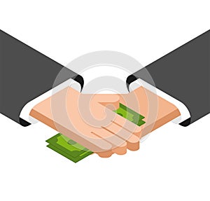 Bribe hands and money. Corruption Concept illustration