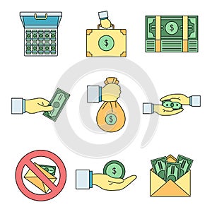 Bribery corrupt practices icon set vector color