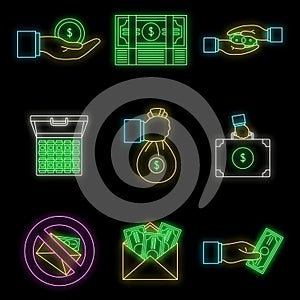 Bribery corrupt practices icon set vector neon