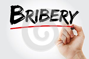 Bribery text with marker