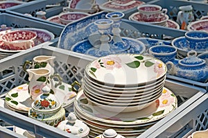 Bric-a-brac market with ceramic