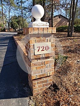 Brick Address Pillar Post Street Number 720