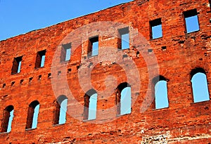 Brick ancient roman wall