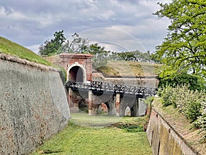 Brick arch entrance and bridge of Petrovaradin Fortress, Serbia