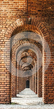 Brick arches within Fort Jefferson at Dry Tortugas National Park near Key West, Florida