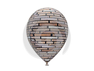 brick balloon close up isolated on white, fragility concept