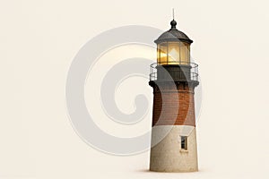 Brick beacon with the light on. Space for text.