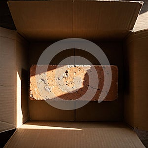Brick in a box in sunlight.