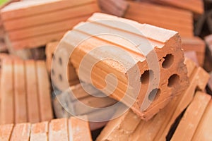 The brick building material used for building construction.