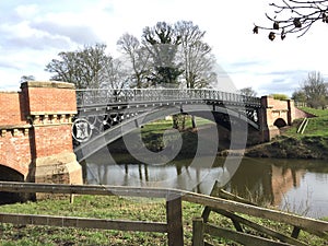 Brick buttress bridge over a river