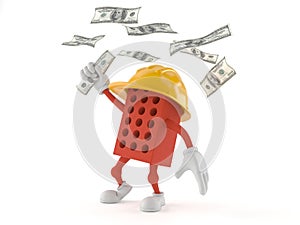 Brick character with money