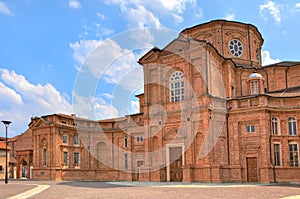 Brick church in Venaria Reale, Italy.