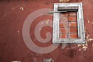 Brick closed window in an old house