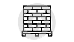 brick construction material line icon animation