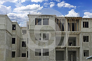 Brick construction of new apartments in Hermosillo in Mexico