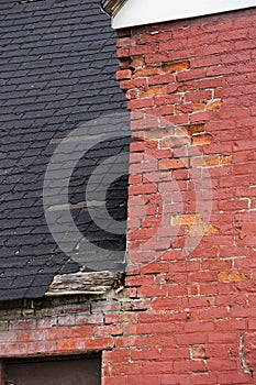 Brick disintegration in a rooftop chimney