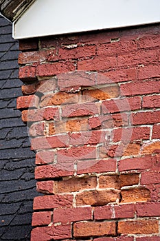 Brick disintegration in a rooftop chimney