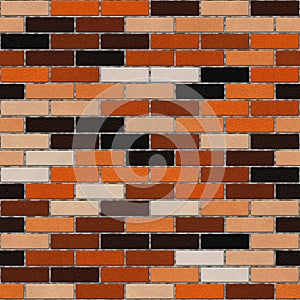 Brick drawing. Colorful brick wall seamless background- texture pattern for continuous replication