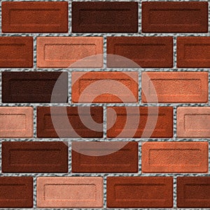 Brick drawing. Colorful brick wall seamless background- texture pattern for continuous replication